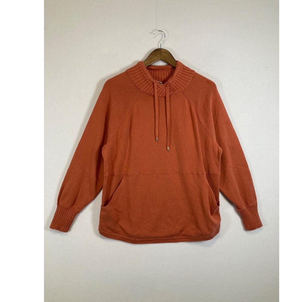Max Studio Hoodie Sweater Womens XL Orange Terracotta Mock Neck Cotton Blendβ